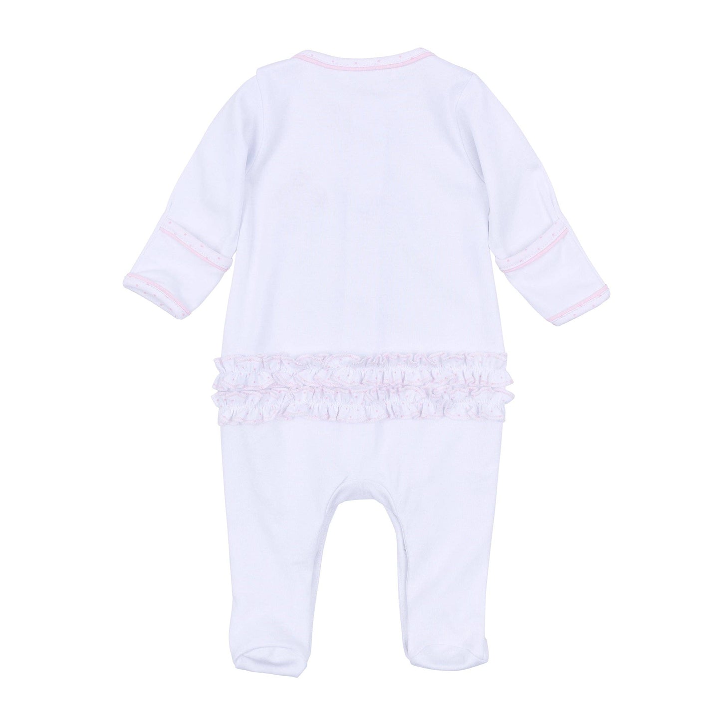 Magnolia Baby Frosted Wonderland Embroidered Ruffle Footie - Pink