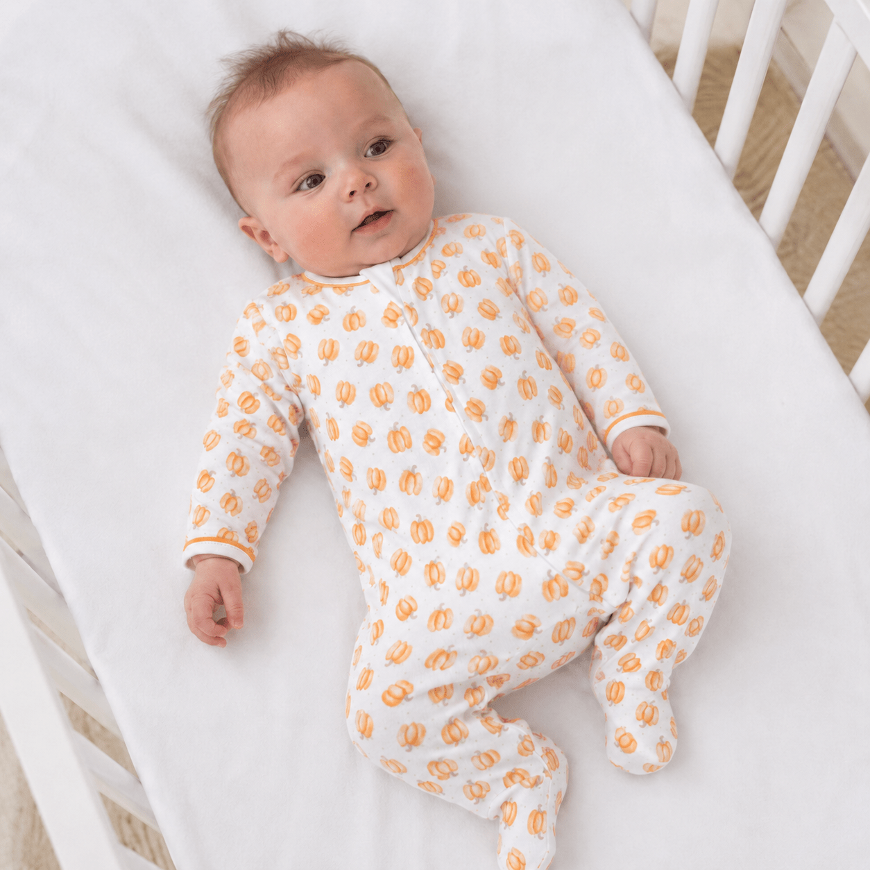 Magnolia Baby Pumpkin Print Zip Footie