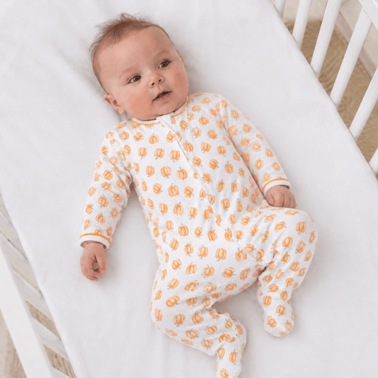 Magnolia Baby Pumpkin Print Zip Footie