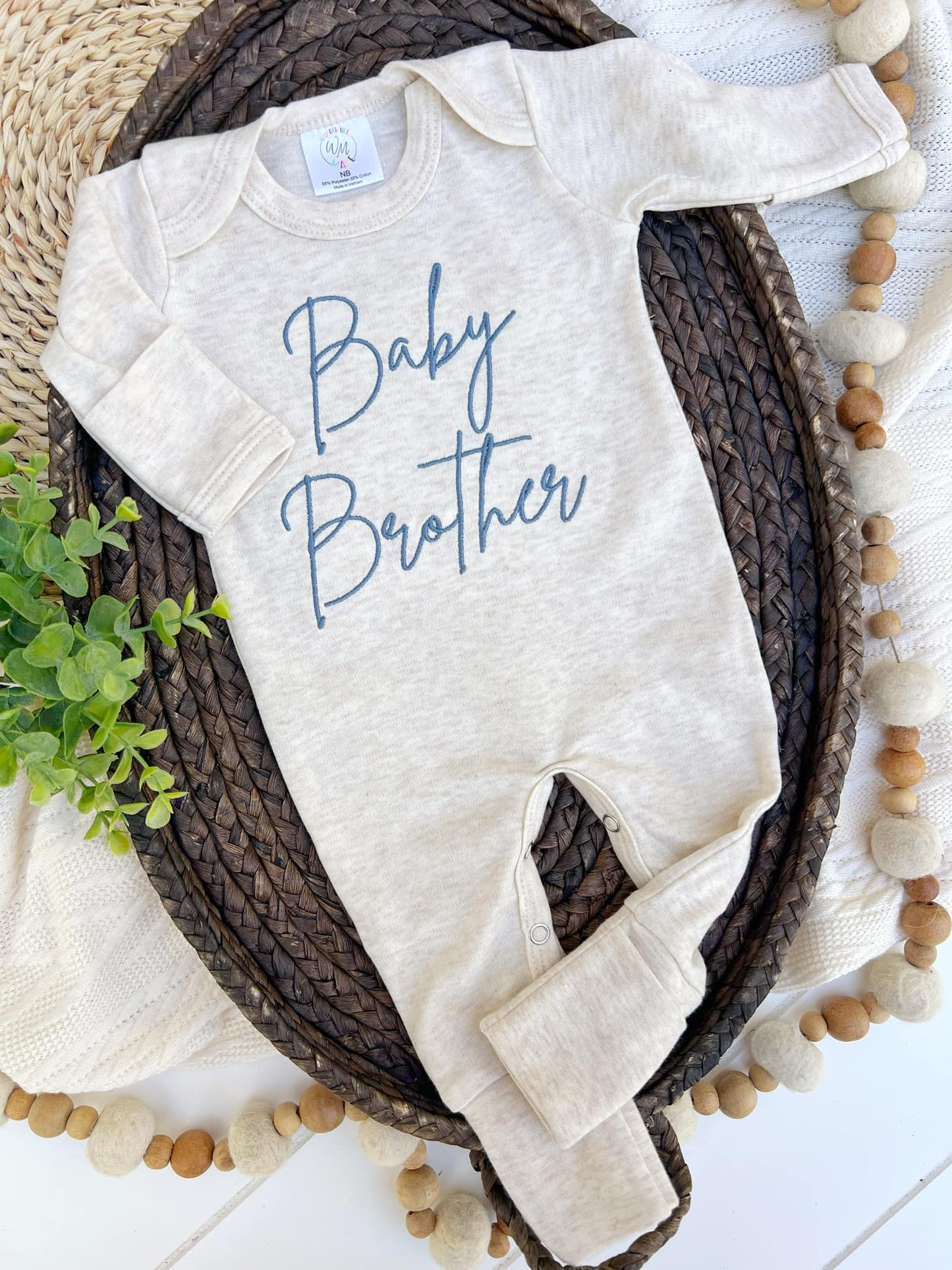 Baby Romper | Baby Brother Blue | Romper and hat set