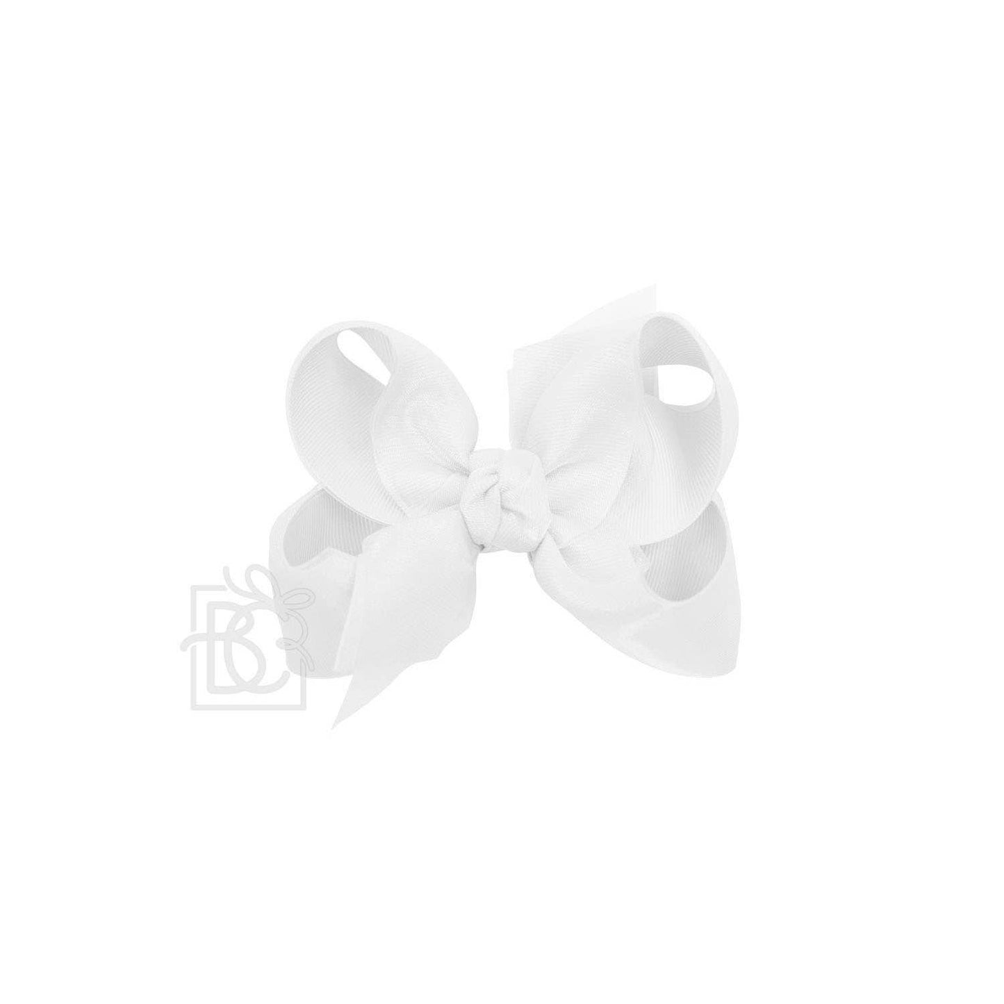 LAYERED ORGANZA/GROSGRAIN BOW ON CLIP: 6.5" Jumbo - 2.25" Ribbons on Lg. Alligator Clip / COPEN