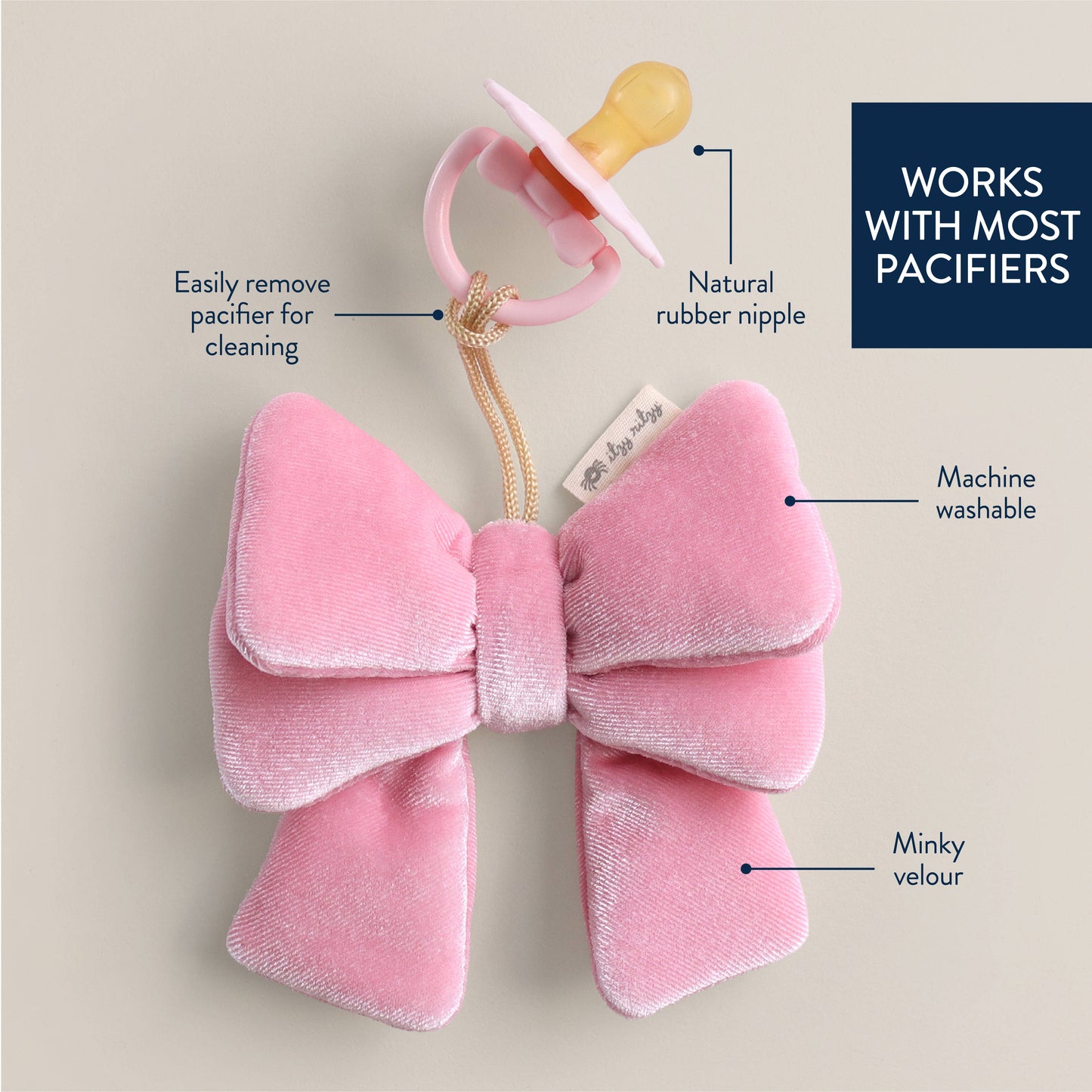 *NEW OPTIONS* Bitzy Pal Natural Rubber Pacifier & Plush: Bow