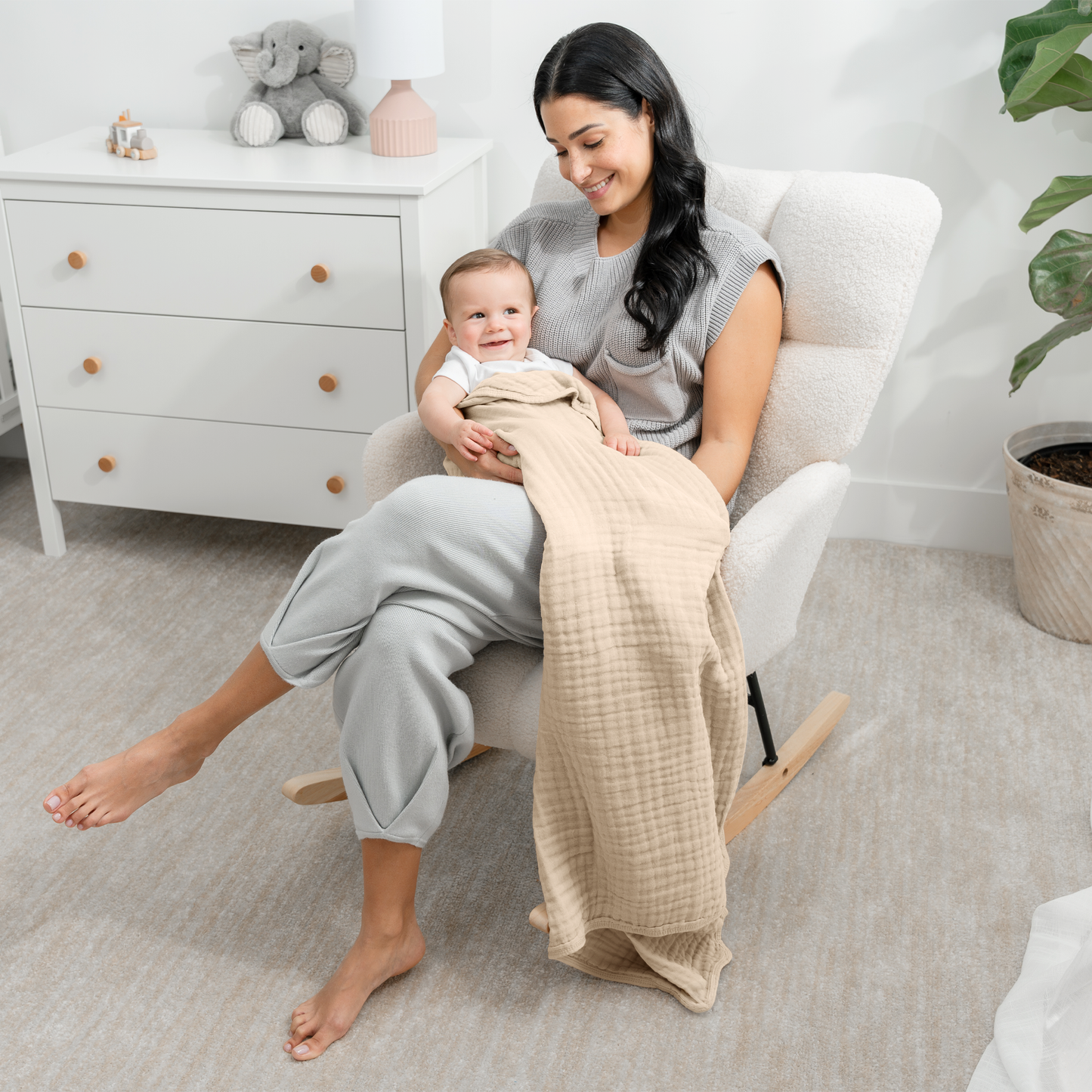 Comfy Cubs Muslin Baby Blanket, 40" x 40" Swaddle Blanket