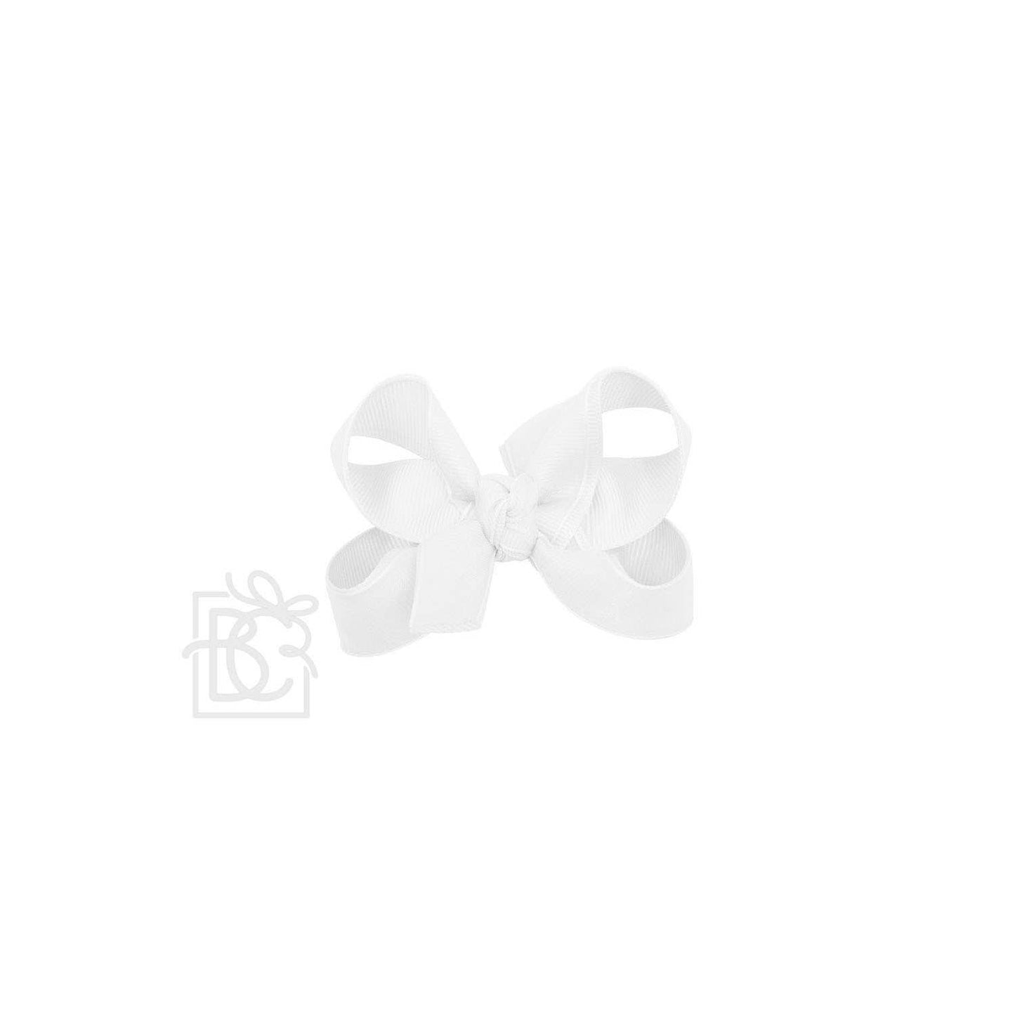 LAYERED ORGANZA/GROSGRAIN BOW ON CLIP: 6.5" Jumbo - 2.25" Ribbons on Lg. Alligator Clip / VANILLA