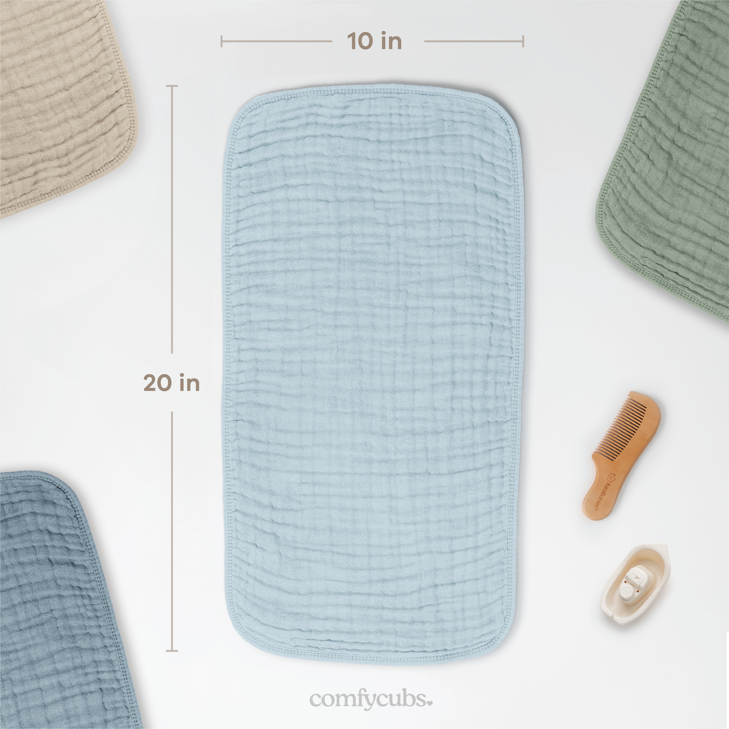 Comfy Cubs Baby Burp Cloths - 100% Muslin Cotton 6-Pack 20”X10”