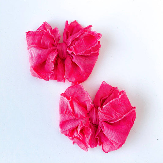 Ruffle Clip Set- Hot Pink
