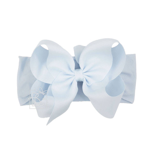 WIDE PANTYHOSE HEADBAND W/CLASSIC GROSGRAIN BOW: MILLENNIUM BLUE 5.5" Huge