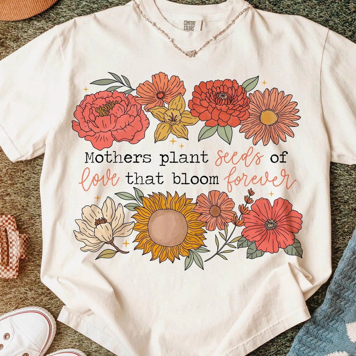 Mama Plants Seeds: Natural Adult Large Tee
