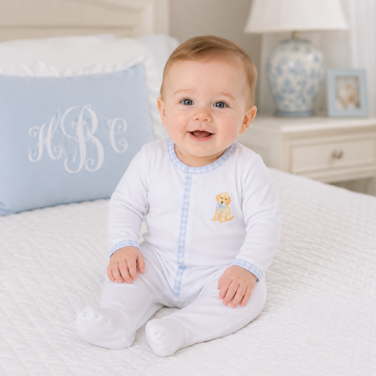 Magnolia Baby Sweet Golden Footie - Light Blue