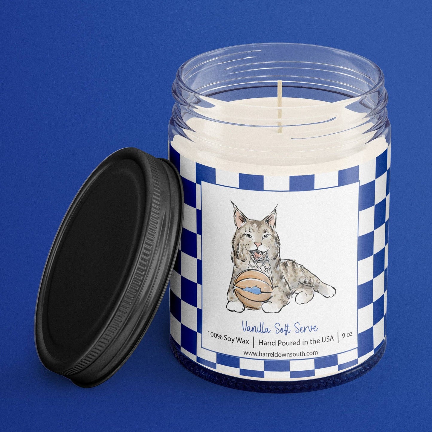 Wildcat With Basketball Checkerboard Kentucky Candle