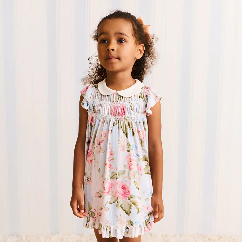 Posh Peanut Leigh Collared Smocked Ruffle Dress