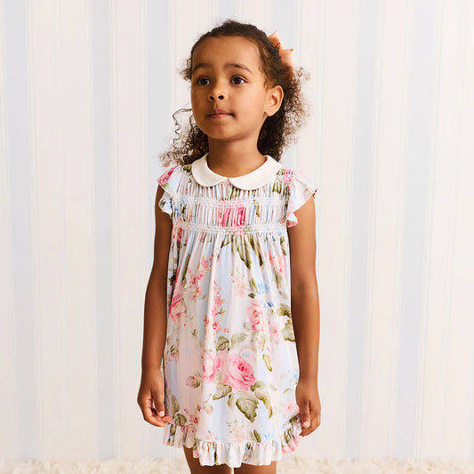 Posh Peanut Leigh Collared Smocked Ruffle Dress