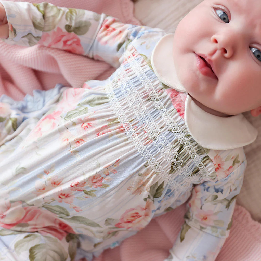 Posh Peanut Leigh Smocked Ruffle Footie