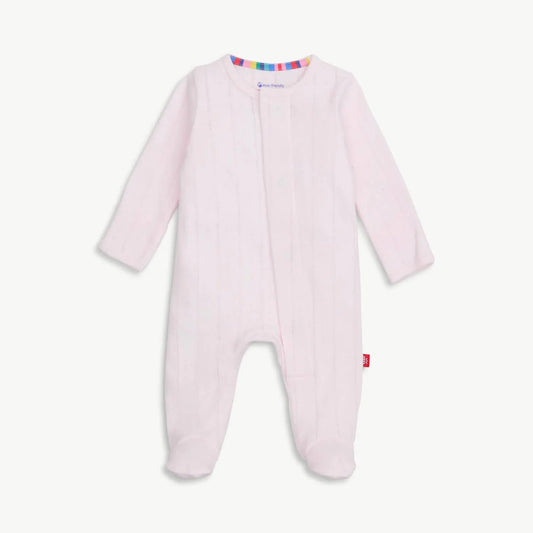 Magnetic Me-Love Lines Pink Pointelle Footie