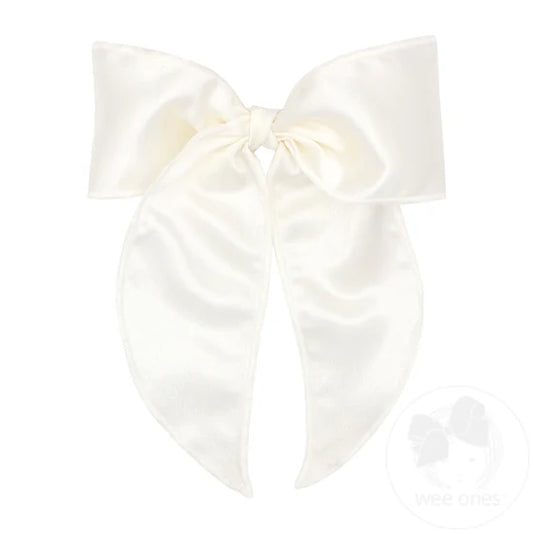 Wee Ones Medium  Satin Bow- Off White