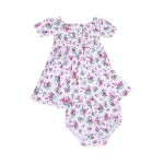 Angel Dear Preppy Roses Puff Sleeve Smocked Dress