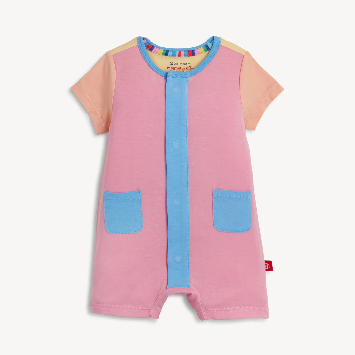 Magnetic Me Colorblock S/S DBL PKT Short Romper