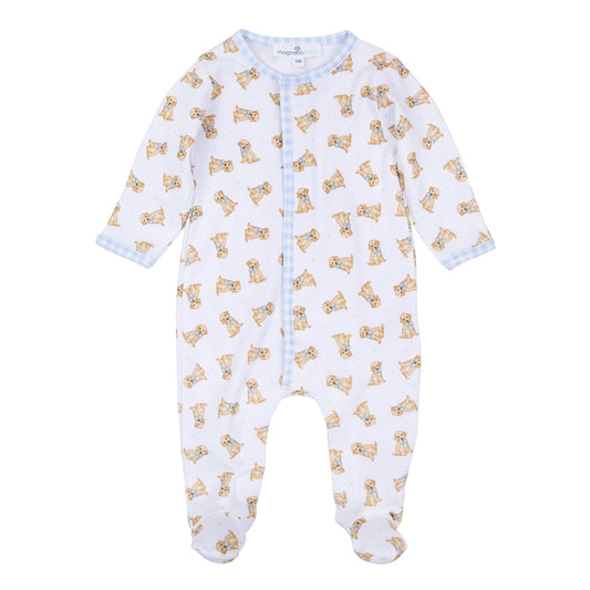 Magnolia Baby Sweet Golden Print Footie - Light Blue