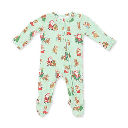 Angel Dear Green Vintage Reindeer & Santa Footie