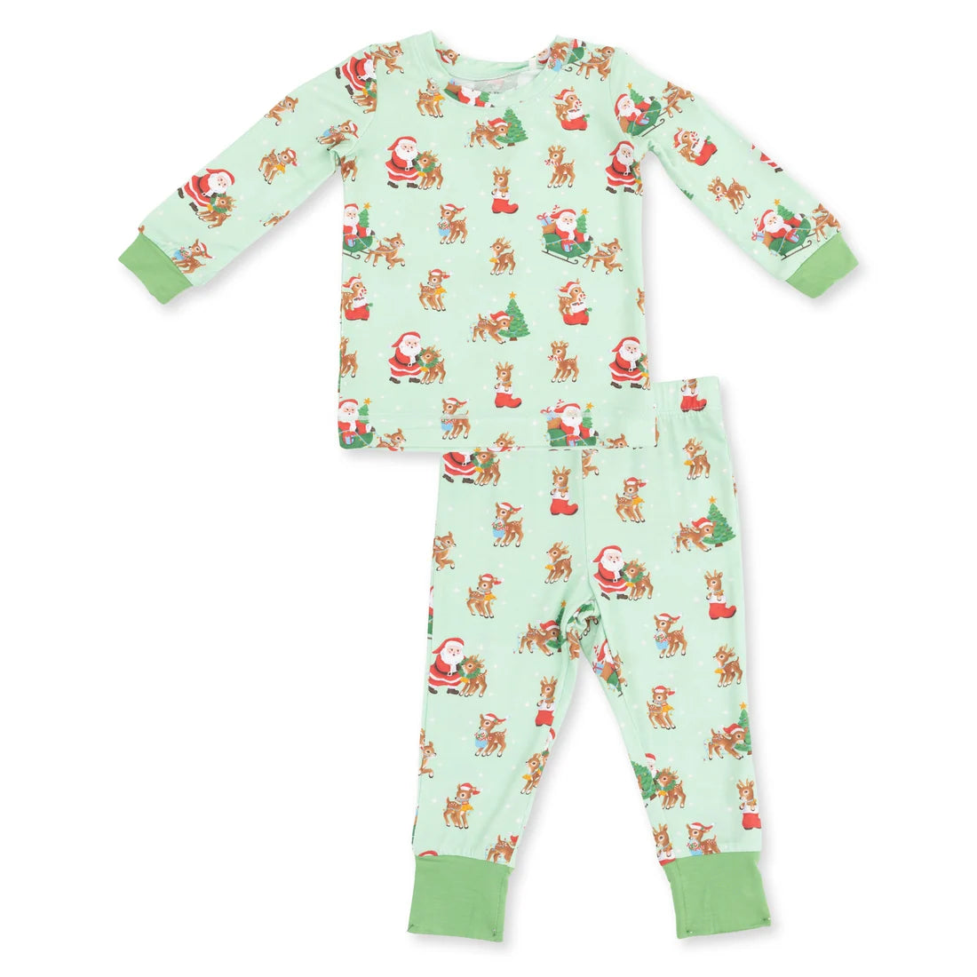 Angel Dear Green Vinatge Reindeer & Santa Loungewear Set