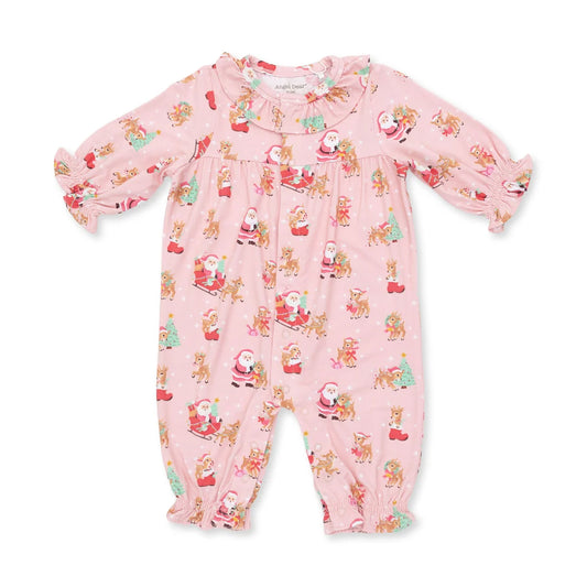 Angel Dear Pink Vintage Reindeer & Santa Collar Romper